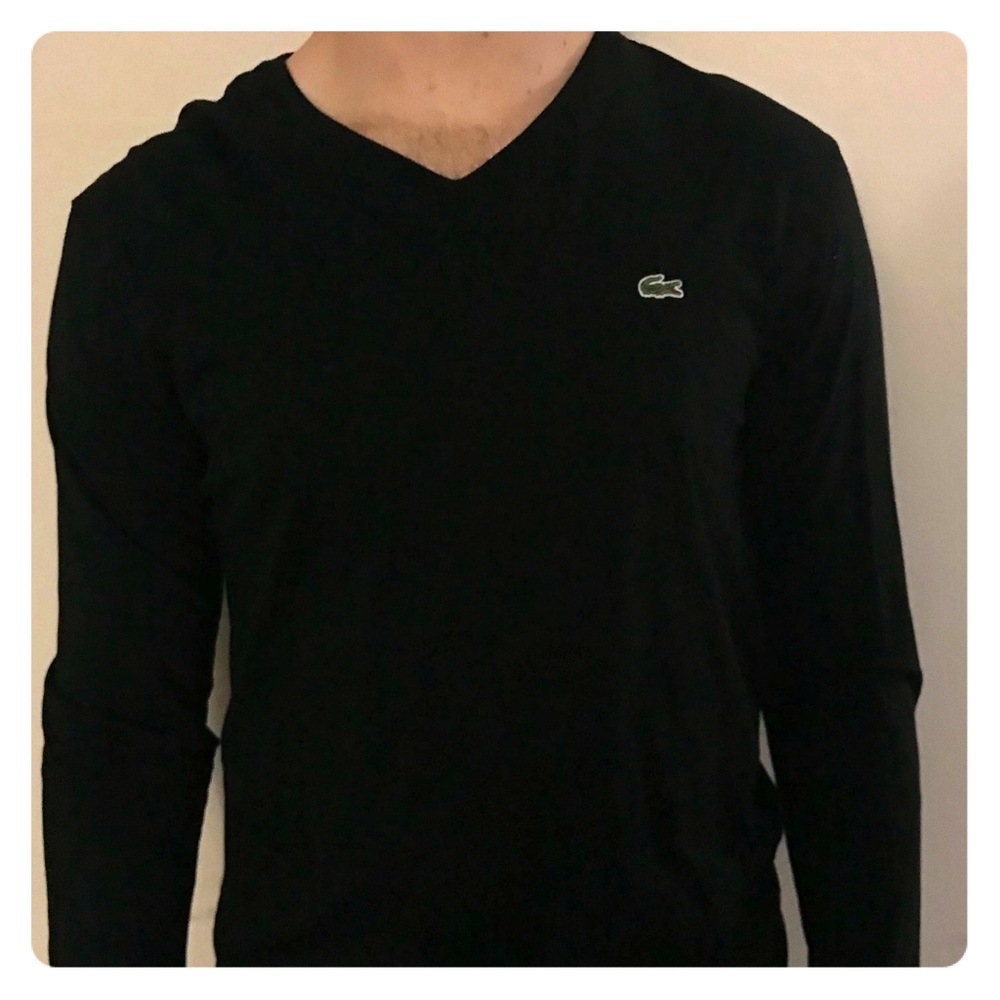 Black Lacoste long sleeve v neck